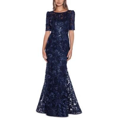 

Женское вечернее платье в сеточку с блестками Xscape BHFO 5480, Navy