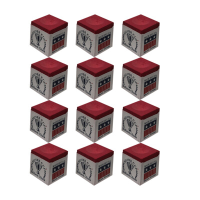 Silver Cup Pool Cue Chalk for Billiards and Snooker Red 1 Dozen