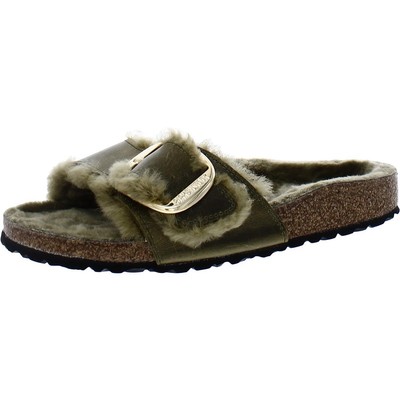Женские босоножки Birkenstock из зеленой овечьей шерсти Madrid, удобные босоножки-горки, 36 BHFO 9153