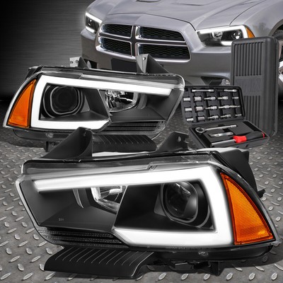 ДЛЯ 11-14 DODGE CHARGER LED DRL ЧЕРНАЯ ЯНТАРНАЯ УГЛОВАЯ ФАРА ПРОЕКТОРА + НАБОР ИНСТРУМЕНТОВ
