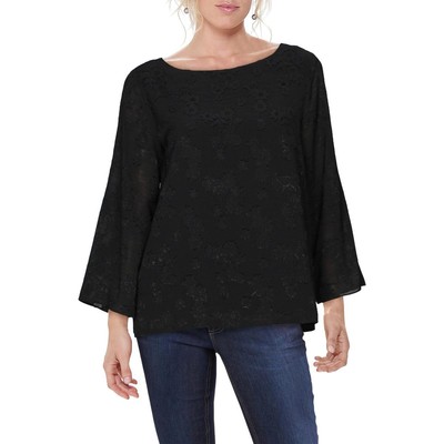 

Женская черная блузка с рукавами-колокольчиками Vince Camuto, топ  BHFO 5620, Rich black