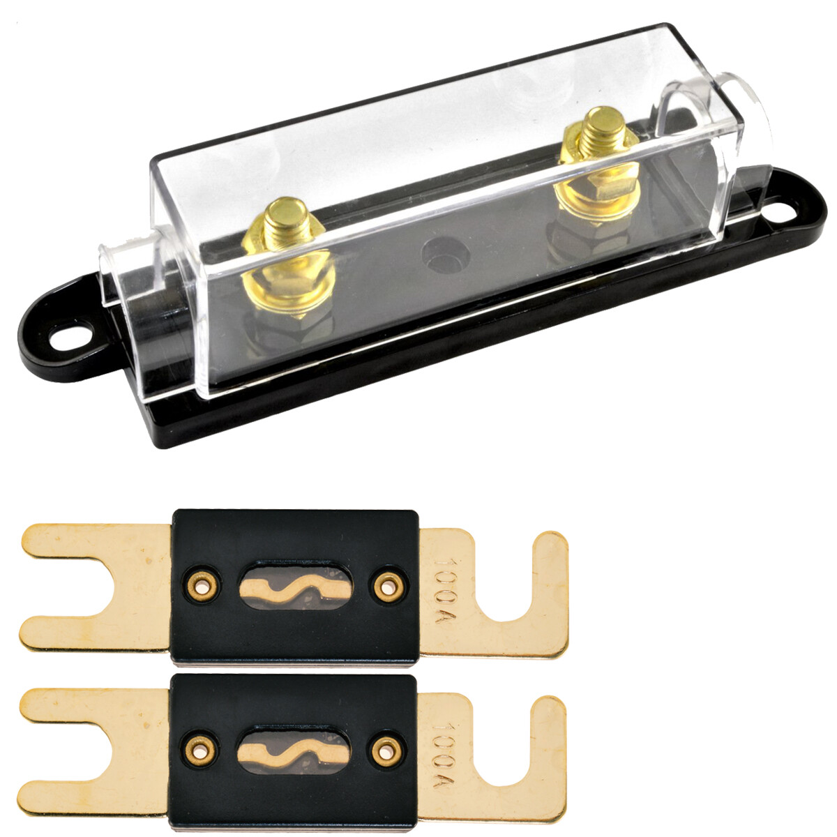 1/0/4/8 Gauge ANL Fuse Holder with 2 Pack Gold Plated 100 Amp ANL Fuse 741725933821 eBay