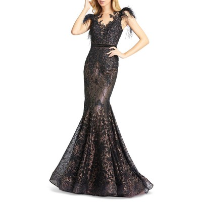 Женское длинное платье Mac Duggal с черными украшениями, вечернее платье 16 BHFO 0827