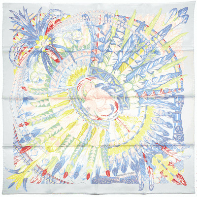 NIB Hermes Scarf DANSE PACIFIQUE 90cm Silk Carre Foulard LAURENCE BOURTHOUMIEUX