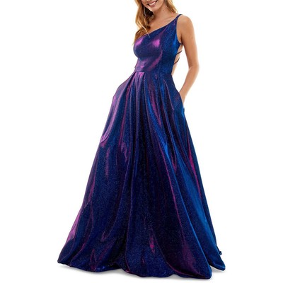B. Darlin Женское синее вечернее платье с открытой спиной для юниорок 3/4 BHFO 5983