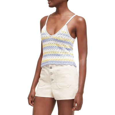 Укороченная кофточка French Connection Womens White Ladder Stitch крючком L BHFO 7138