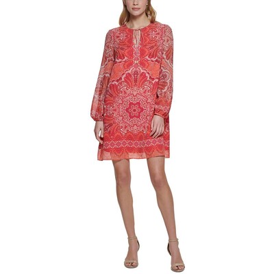 Vince Camuto Womens Orange Tie Neck Short Mini Dress Petites 2P BHFO 3753