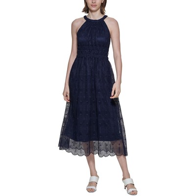 Женское темно-синее кружевное платье миди на бретелях Calvin Klein 2 BHFO 8766