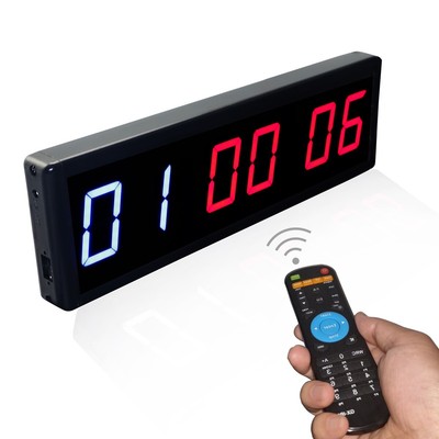 Gym Timer, Workout Clock Countdown/UP Interval Gym Wall Clock, Size 15'' x 4.7''