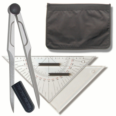Navigationszubehör mit Tasche # Ausbildung Prüfung Navigation Zirkel Kursdreieck