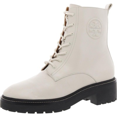 Tory Burch Womens White Ankle Combat & Lace-Up Boots 10.5 Medium (B,M) BHFO 8700