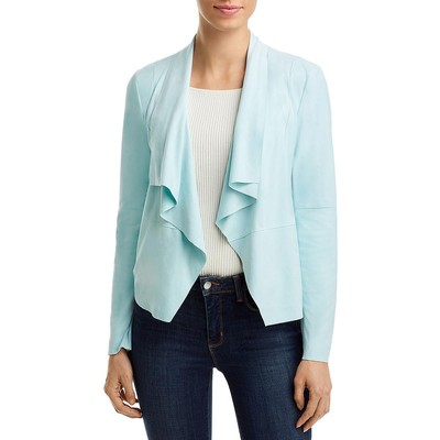 Bagatelle Womens Blue Faux Suede Drape Open Front Jacket Blazer S BHFO 7872