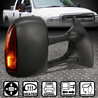 ДЛЯ 99-07 FORD SUPER DUTY ПРАВОЕ БУКСИРОВОЧНОЕ ЗЕРКАЛО С ЭЛЕКТРОПРИВОДОМ + ОБОГРЕВОМ + ЖЕЛТЫМ СВЕТОДИОДНЫМ СИГНАЛОМ