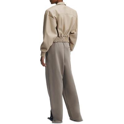 Pre-owned The Mannei Womens Parla Collar Leather Bomber Jacket Bhfo 4007 In Beige