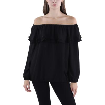 Женская черная блузка-рубашка MICHAEL Michael Kors с драпировкой по низу M BHFO 4369