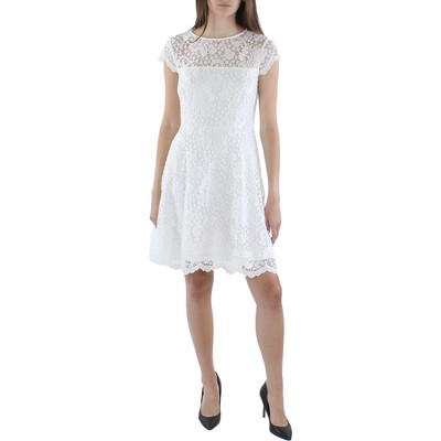 Женское белое кружевное платье дневного покроя с цветочным рисунком Kensie Womens 2 BHFO 9770