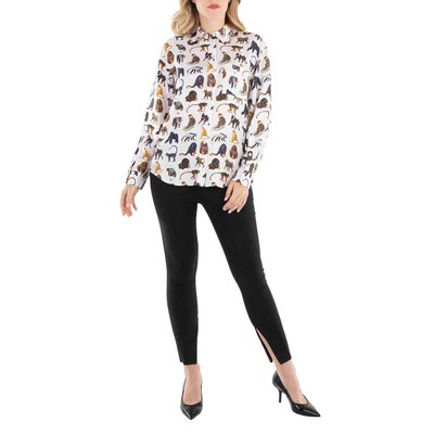 BURBERRY BURBERRY LADIES OPTIC WHITE JULIETTE ANIMAL PRINT SHIRT