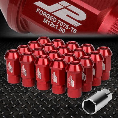 J2 ENGINEERING 7075 АЛЮМИНИЙ M12X1.5, 20ШТ, 44 ММ, ГАЙКА С ОТКРЫТЫМ НАКОНЕЧНИКОМ, С АДАПТЕРОМ, КРАСНЫЙ