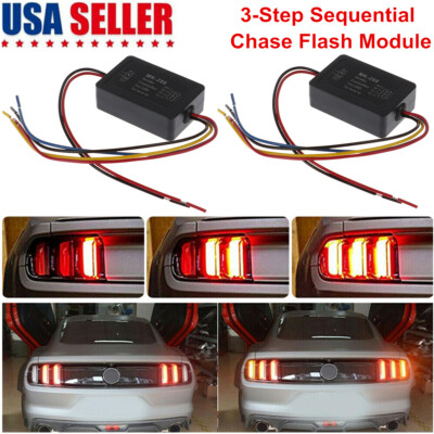 2X 3-Step Sequential Flow Semi Dynamic Chase Flash Tail Light Module Boxes