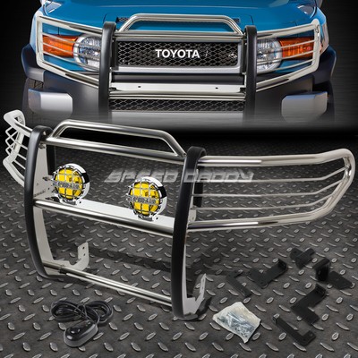 ХРОМИРОВАННАЯ РЕШЕТКА РАДИАТОРА + КРУГЛАЯ ПРОТИВОТУМАННАЯ ФАРА ЯНТАРНОГО ЦВЕТА ДЛЯ ВНЕДОРОЖНИКА TOYOTA FJ CRUISER 07-14