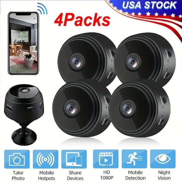 4Pack Mini Wireless 1080P Hidden Camera Wifi Home Security HD Night Vision Cam - Image 17