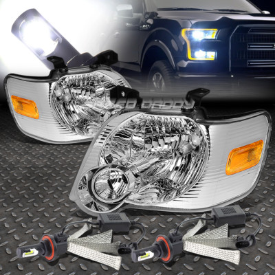 ХРОМИРОВАННАЯ ФАРА + ЯНТАРНЫЙ УГОЛОК + БЕЛАЯ СВЕТОДИОДНАЯ СИСТЕМА 6000K ДЛЯ FORD EXPLORER 06-10