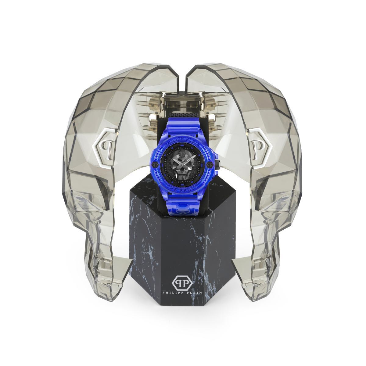 Pre-owned Philipp Plein Men's Watch Analog Quartz The $ Kull Synthetic Blue Pwwaa0323