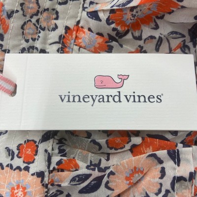 Pre-owned Vineyard Vines Ivy League Ruffle Dress Women's Size 4 Stone In Multicolor