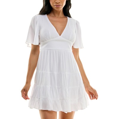 Женское расклешенное платье из вискозы цвета слоновой кости B. Darlin для юниорок 1/2 BHFO 3763