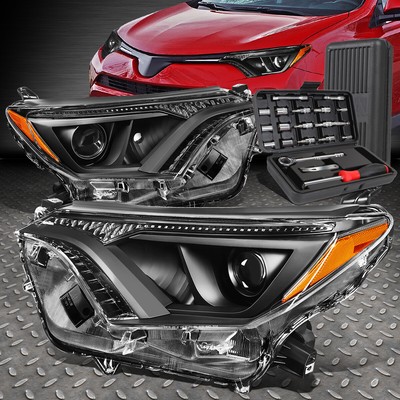 ДЛЯ 16-18 TOYOTA RAV4 ЧЕРНЫЙ КОРПУС ЯНТАРНЫЙ УГЛОВОЙ ПРОЕКТОР ФАРЫ + НАБОР ИНСТРУМЕНТОВ