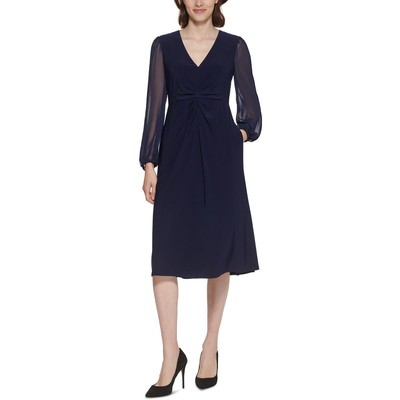 

Женское темно-синее платье миди Jessica Howard с шифоновыми рукавами Petites  BHFO 9875, Navy