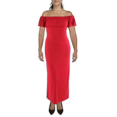 24seven Comfort Apparel Женское длинное платье макси из красного джерси плюс 1X BHFO 0516