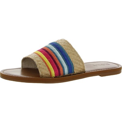 

Roxy Womens Kala Tan Woven Open Toe Slide Sandals Shoes 8 Medium (B,M) BHFO 3238, Natural raffia/multi