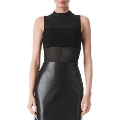 Женский топ-боди Nichol из черной сетки без рукавов Alice and Olivia Womens M BHFO 0357
