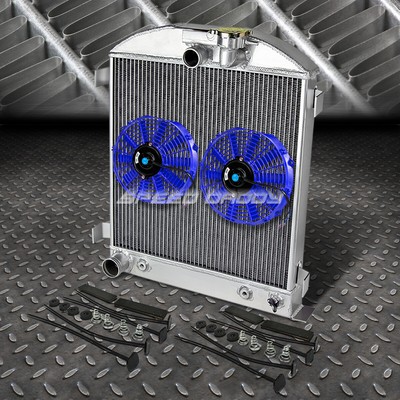 3-РЯДНЫЙ РАДИАТОР+ 2X7 ВЕНТИЛЯТОРОВ СИНЕГО ЦВЕТА 1932 FORD B LOW BOY STREET ROD CHOP CHEVY MOPAR V8