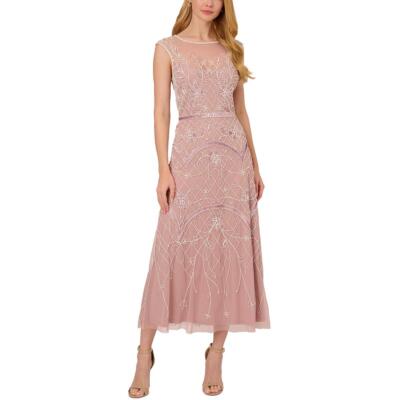 Adrianna Papell Womens Pink Beaded Ankle-Length Sheath Dress Plus 14W BHFO 5543