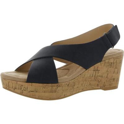 

Женские темно-синие босоножки на пробковой танкетке CL by Laundry Shoes 10 Medium (B,M) BHFO 1135, Navy, BHFO