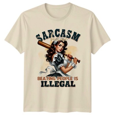 Maglietta Sarcasm Why Beating People Is Illegal Funny Sarcastic Caid