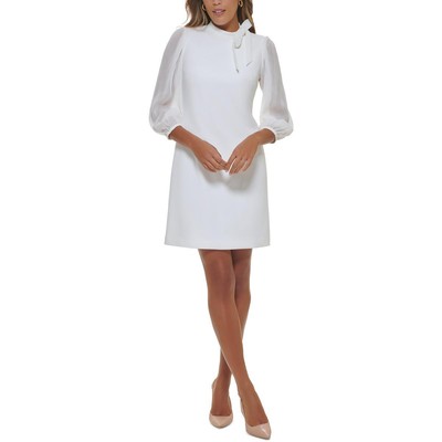 Короткое мини-платье Calvin Klein Womens White Illusion с завязкой на шее 4 BHFO 2366