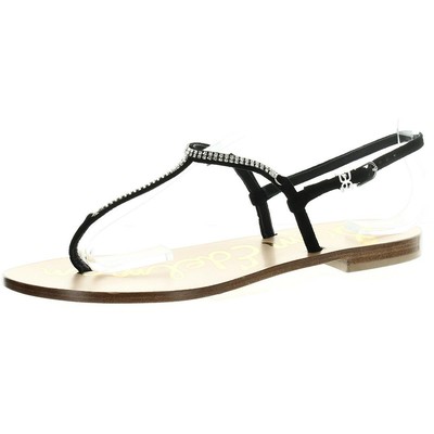 

Женские сандалии Sam Edelman Dilly черные с Т-образным ремешком 9,5 средний (B,M) BHFO 6564, Black suede, Dilly