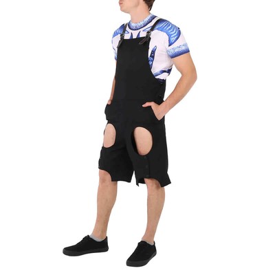 Pre-owned Burberry Men's Black Cutout Short Overalls