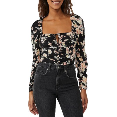 

Женская черная рубашка с цветочным принтом Free People Hilary, укороченный топ  BHFO 2520, Black combo