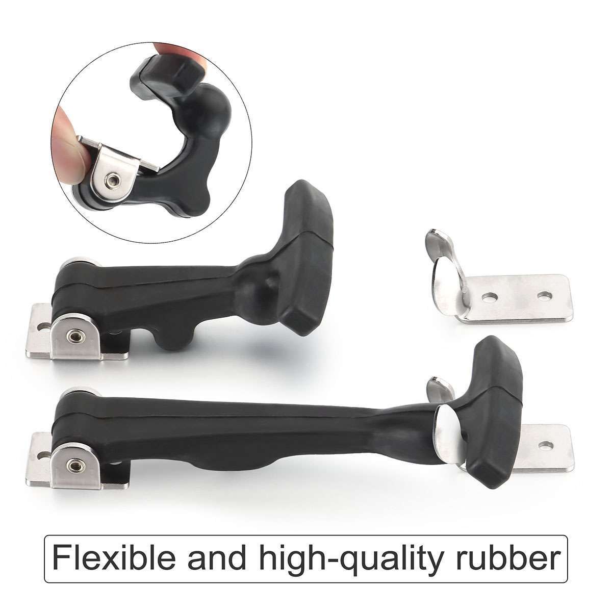 2Pcs Flexible Hood Hasp Rubber Draw T Handle Latch Stainless Steel Hardware Tool