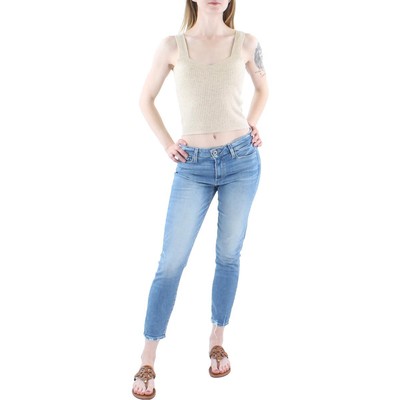 Женская бежевая майка Lucy Paris на бретелях в рубчик с вырезом сердечком XS BHFO 6354