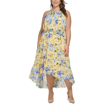 Женское желтое платье Vince Camuto с глубоким вырезом и расклешенной юбкой Plus 24W BHFO 8911