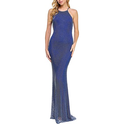 B. Darlin Womens Blue Embellished Evening Dress Gown Juniors 13/14 BHFO 1963