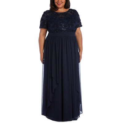 

Женское темно-синее вечернее платье с блестками R-M Richards  BHFO 2299, Navy