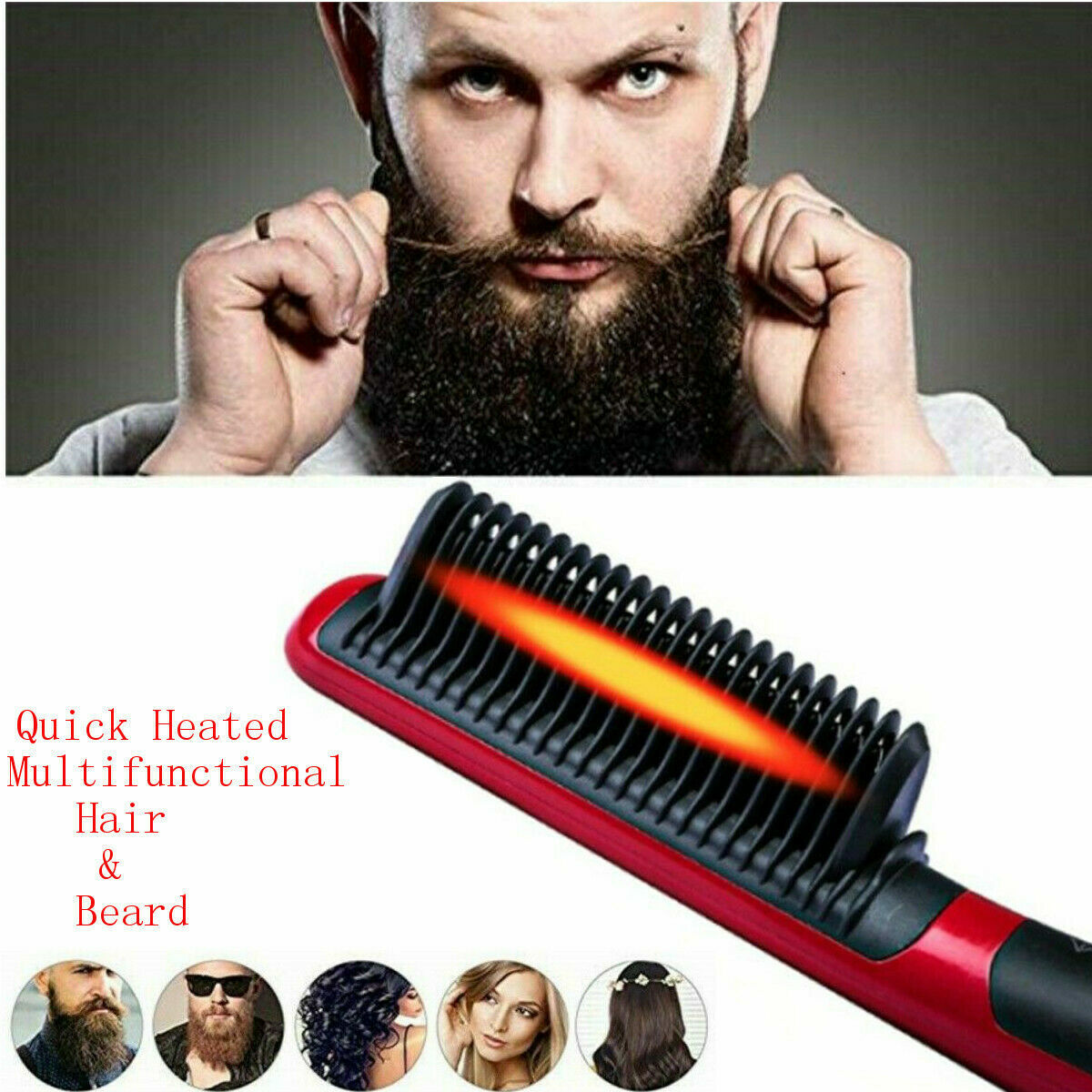 Men Hair Straightener Hair Styling Comb Beard Comb Curling