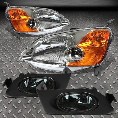 ХРОМИРОВАННЫЙ КОРПУС ФАР ГОЛОВНОГО СВЕТА С ЯНТАРНЫМИ УГЛАМИ + ТОНИРОВАННЫЕ ЛИНЗЫ ПРОТИВОТУМАННОЙ ФАРЫ OE ДЛЯ 01-03 CIVIC