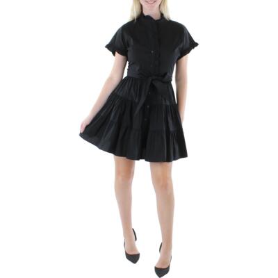 

Женское черное платье-рубашка до колена с рюшами Lauren Ralph Lauren  BHFO 0473, Черный